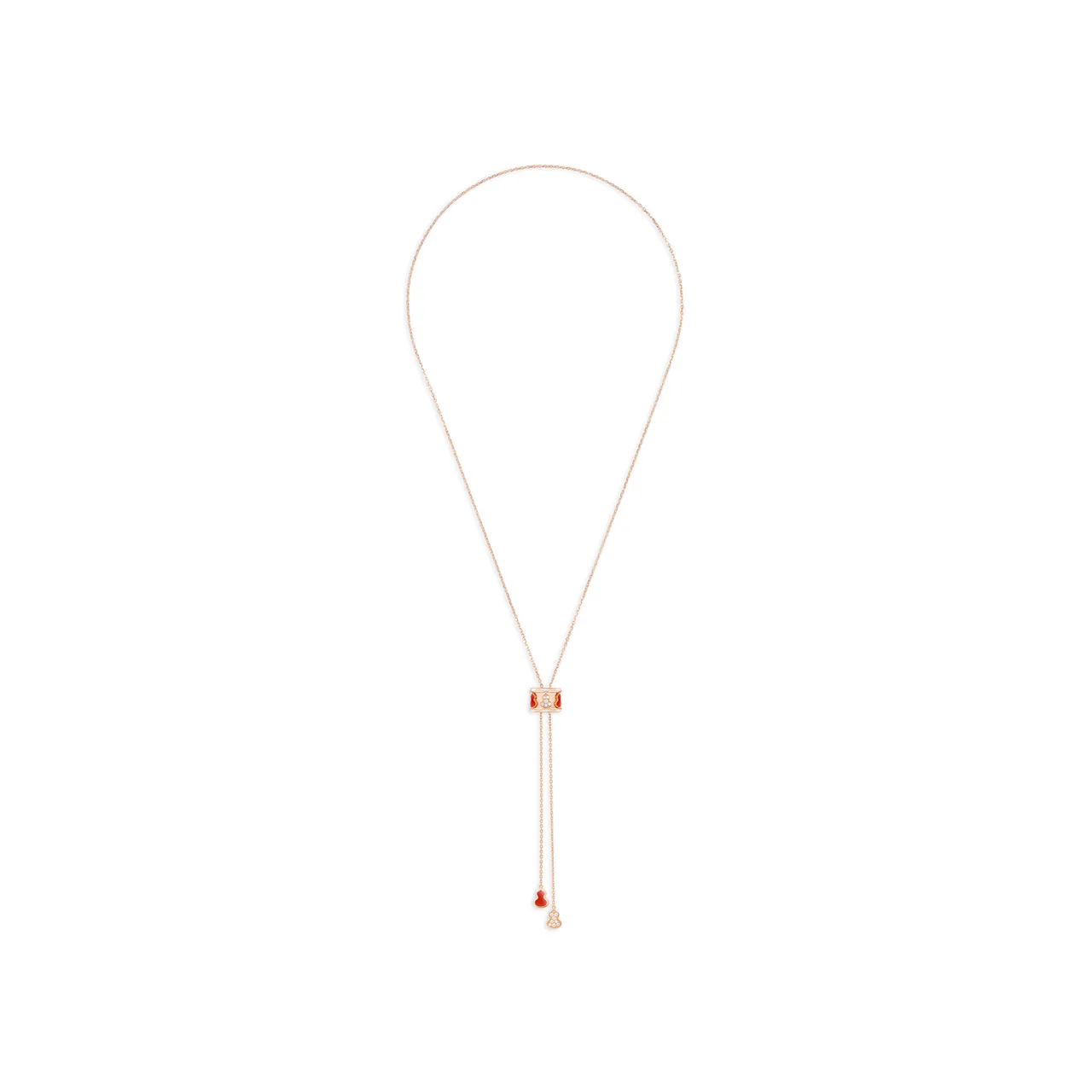 Qeelin Wulu Eternity 18K玫瑰金红色HyCeram®镶钻项链，16万8000元。品牌提供