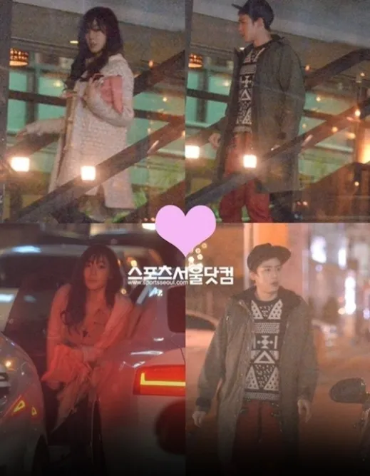 Tiffany、尼坤2014年被拍到约会照认爱。翻摄首尔体育