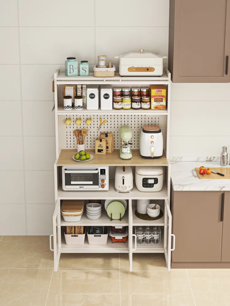 慢慢家居升級長虹玻璃廚房大容量帶插座洞洞板櫥櫃電器櫃100cm原價9990元，特力屋線上獨賣5899元。特力屋提供