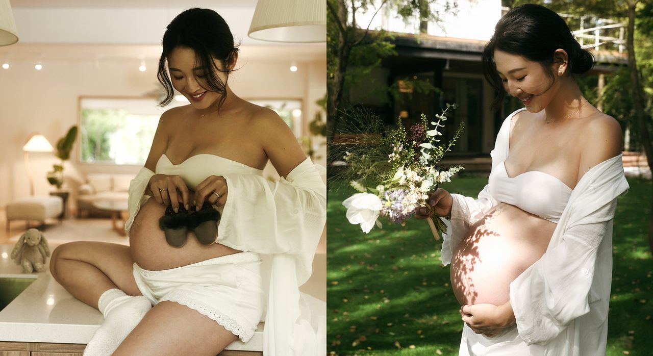 「華航林依晨」要卸貨了 挺9個月巨肚拍絕美孕婦寫真