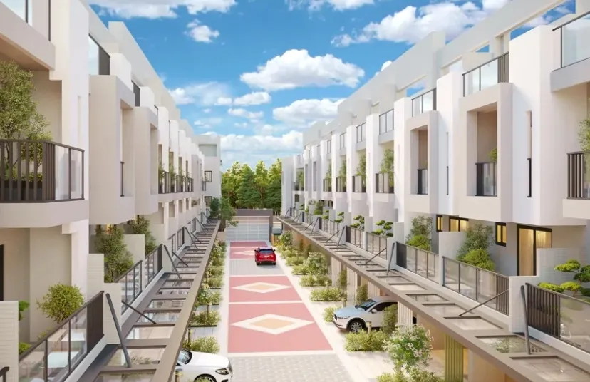 「淳真年代7」规划大面宽双车透天，目前销售已达6成。淳真国际提供