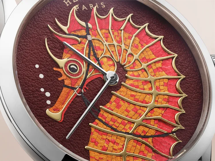愛馬仕Slim d'Hermès Hippocampe 工藝腕錶。品牌提供