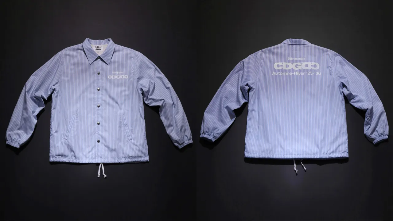 CDGｘGD联名款条纹教练夹克，1万7200元。品牌提供