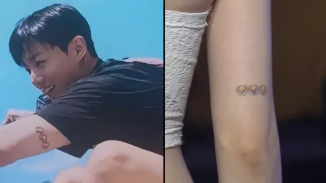 柾國（左圖）、Winter被發現有相同刺青。翻攝論壇