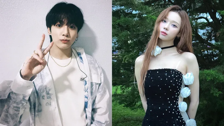 BTS老么柾国（左图）爆出热恋aespa成员Winter，但双方公司都未出面回应，粉丝不满出动卡车抗议。翻摄BTS X、Winter IG