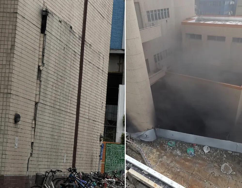忠孝复兴捷运机房疑爆炸！黑烟四窜「整片外墙炸凸」画面曝光