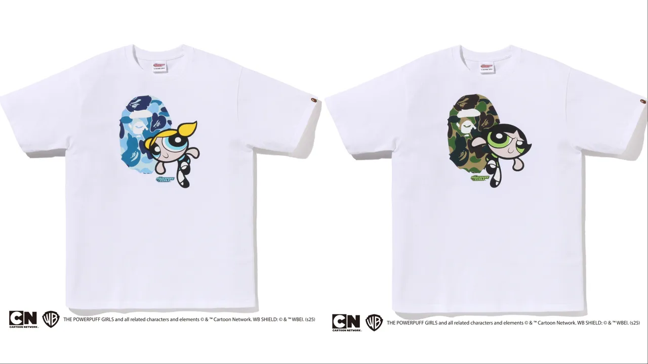 BAPE X 《飞天小女警》联名印花T恤，各2799元。品牌提供