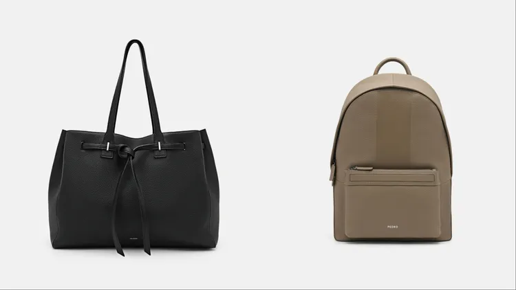 PEDRO Demi超大號皮革手提包 （左）5690元、James皮革背包 （右）6990元。品牌提供