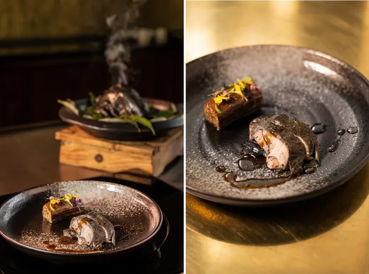 煙燻烏骨雞 馬告 茄子。業者提供