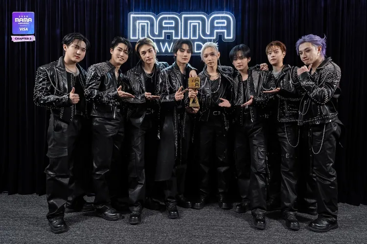 Stray Kids出道7年，拿下首個大獎「MAMA大獎年度專輯獎」。翻攝Mnet