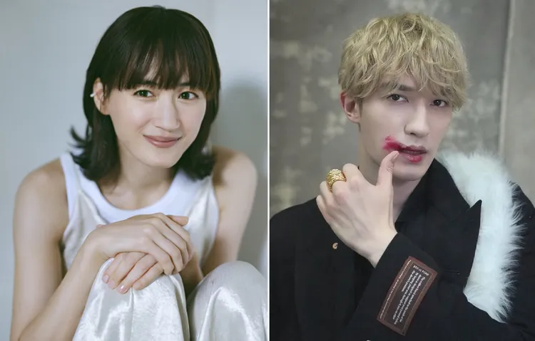 綾瀨遙（左）和「SixTONES」成員傑西相差11歲的姊弟戀進展順利。翻攝NHK紅白歌合戰X、SixTONES IG