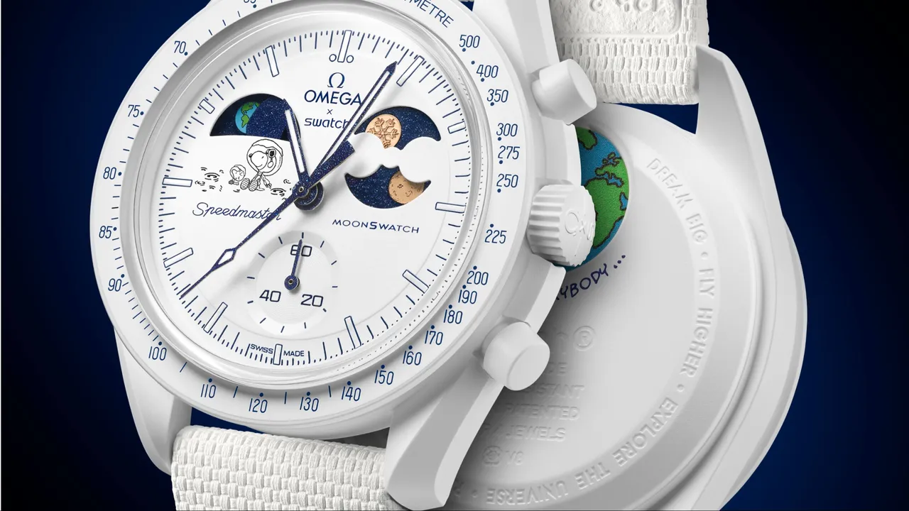 SWATCH X Omega史努比聯名錶推出夢幻雪花新作。品牌提供