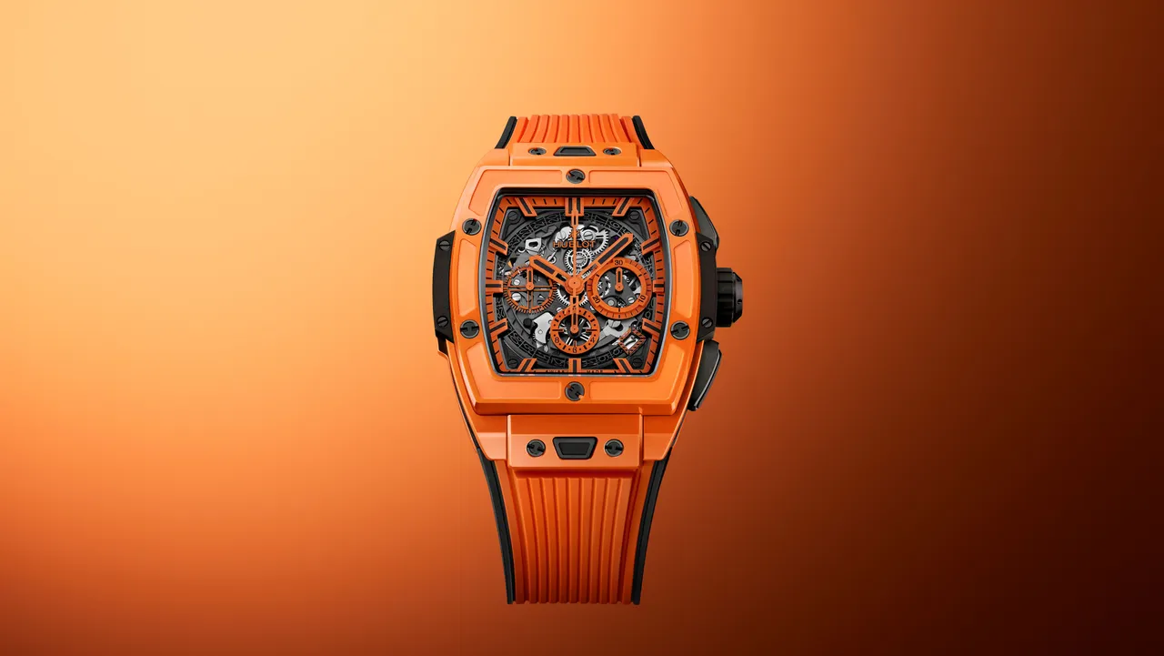 HUBLOT推出Spirit of Big Bang亮彩橘陶瓷計時碼錶。品牌提供