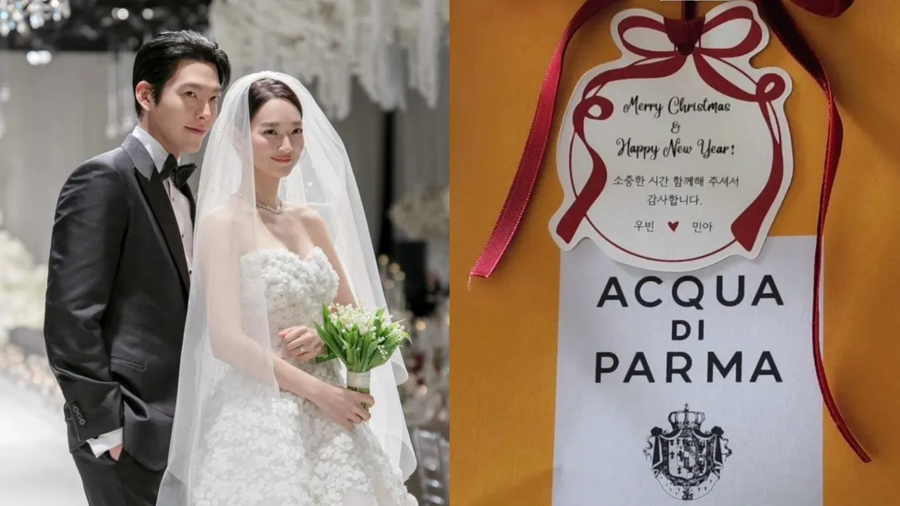 愛情長跑的金宇彬和申敏兒日前舉辦婚禮，選擇Acqua di Parma香氛作為他們幸福的象徵。翻攝MaxMovie、品牌提供