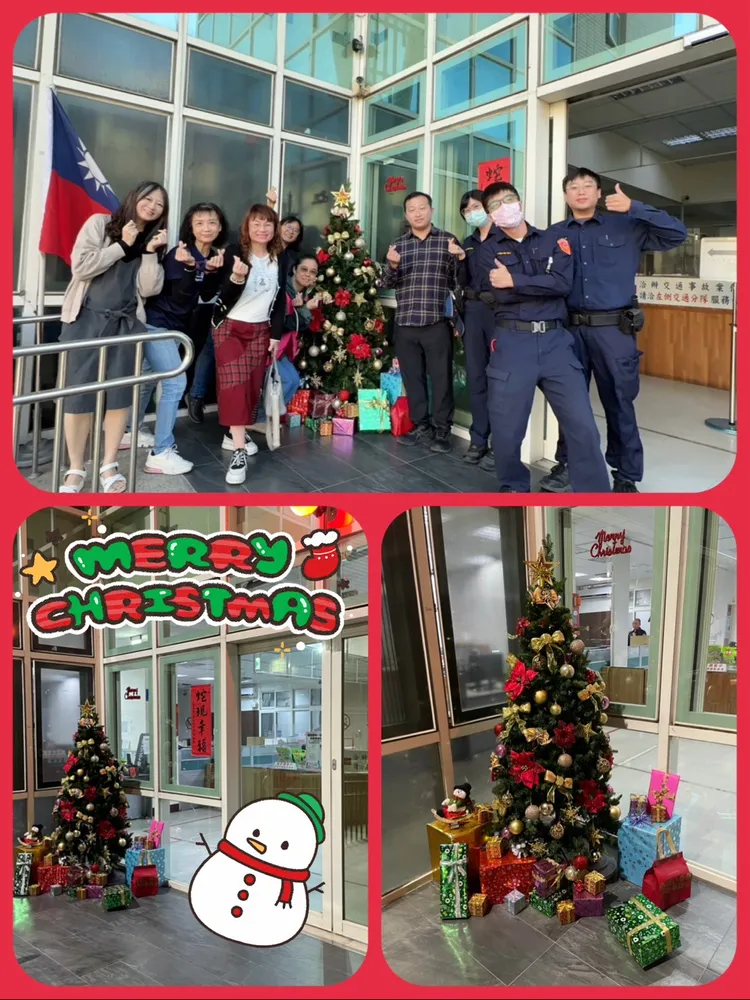 台中警佈置識詐聖誕樹，佳節也宣導防詐。翻攝畫面