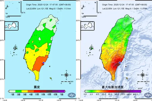 6.1地震｜台东一晚连6震！气象署：恐有规模6余震