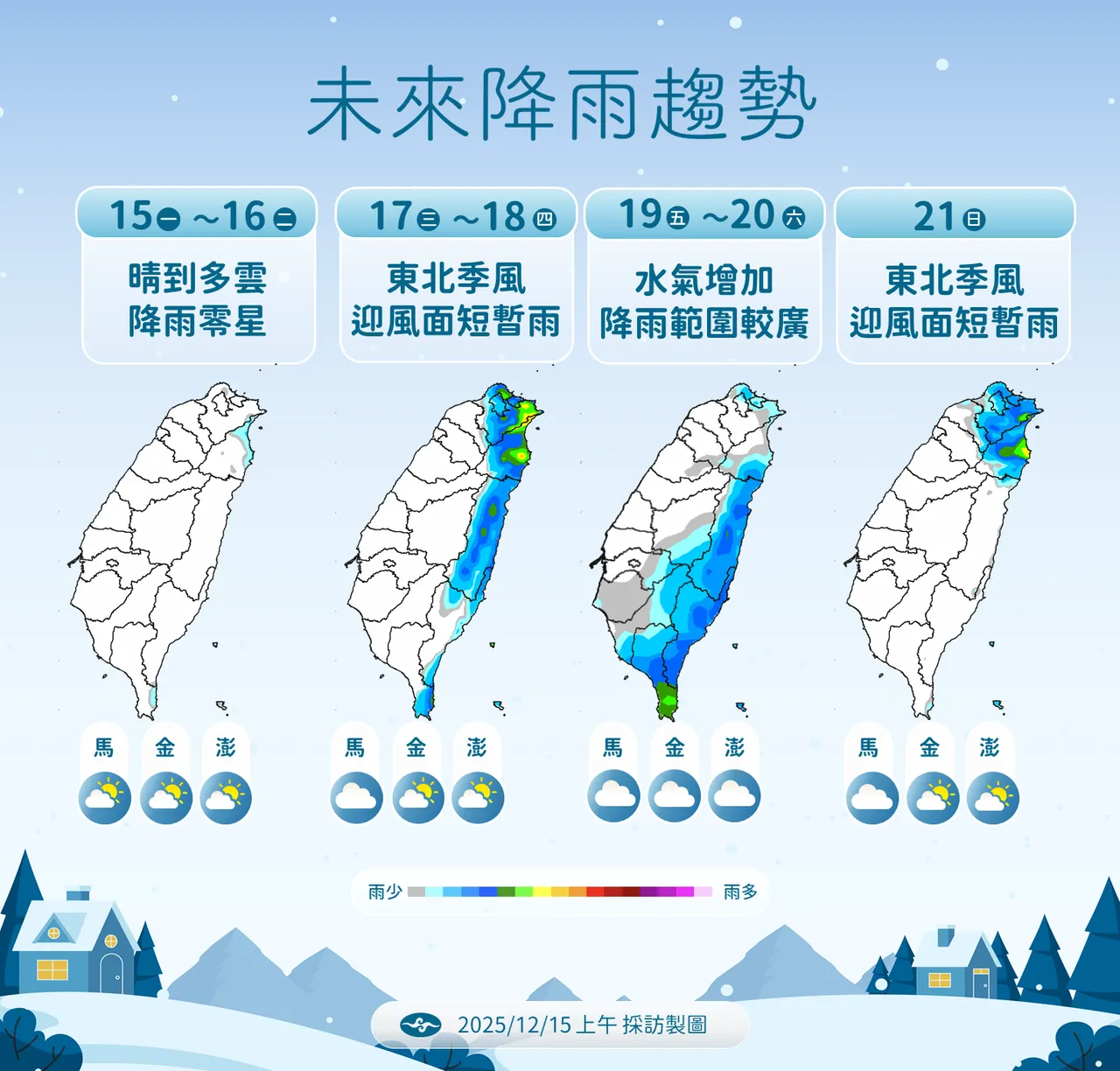 未来降雨趋势。气象署提供