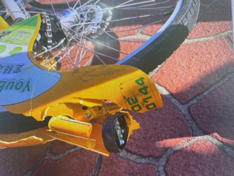 女騎士遭撞倒地。翻攝畫面