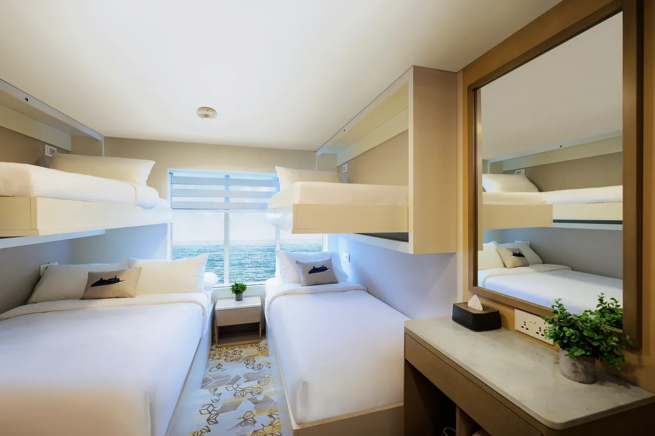 World Legacy Cruise的四人海景房。World  Cruise提供