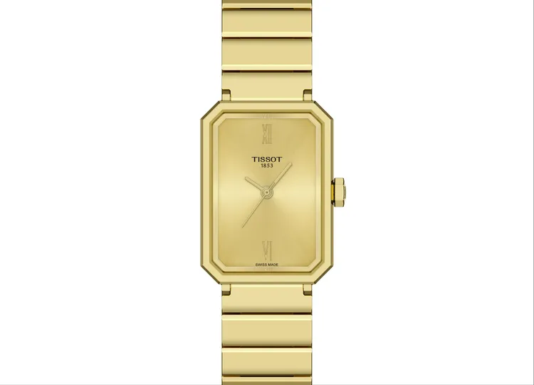 TISSOT SRV石英腕錶（全金PVD鍊帶），1萬5700元。品牌提供