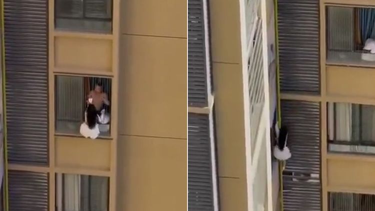 驚悚影片|正宮回來了? 女子冒險爬窗游牆遁入鄰居家