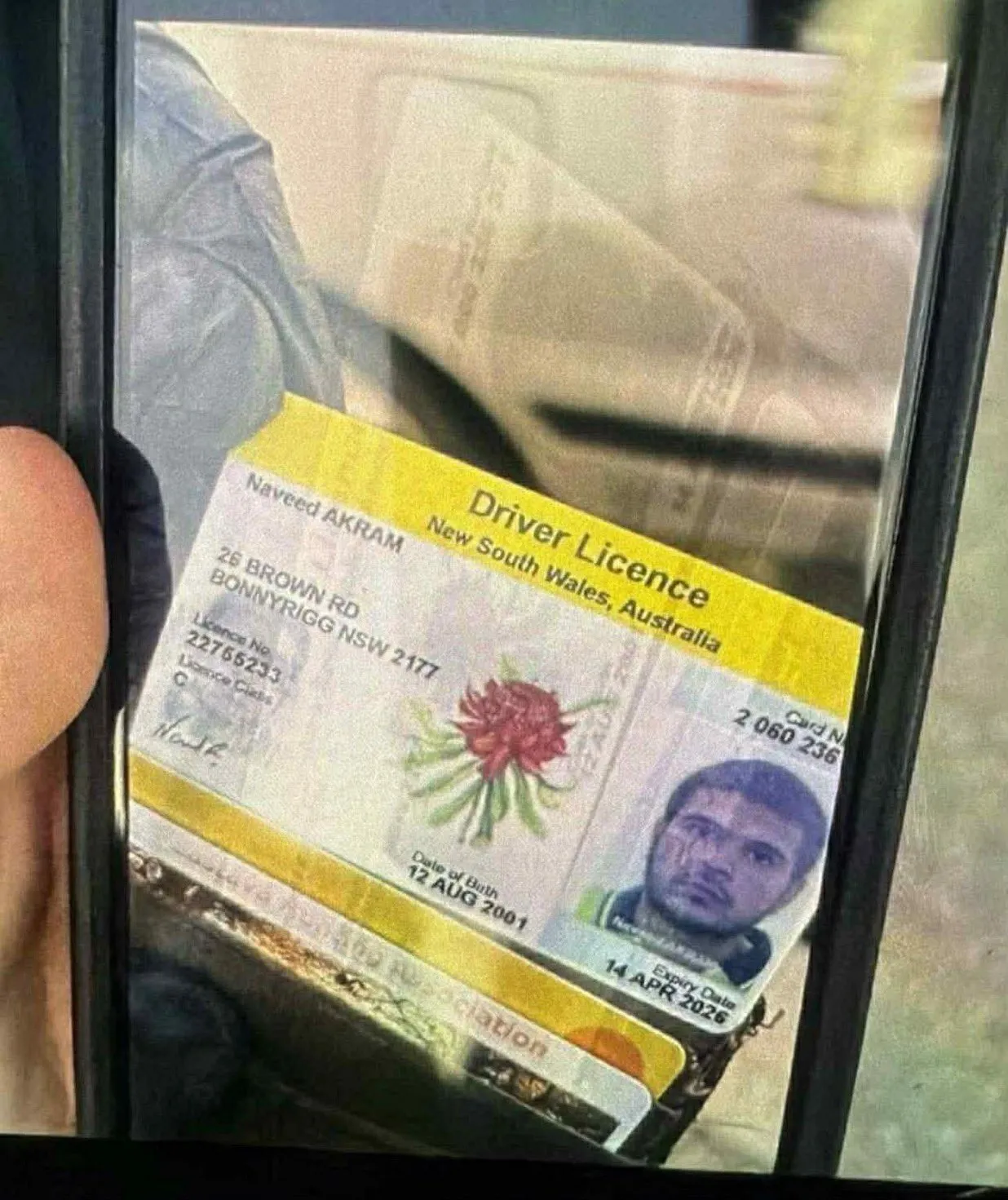 社群X流传枪手身分证明，目前没有任何澳洲媒体或警方确认这张照片。