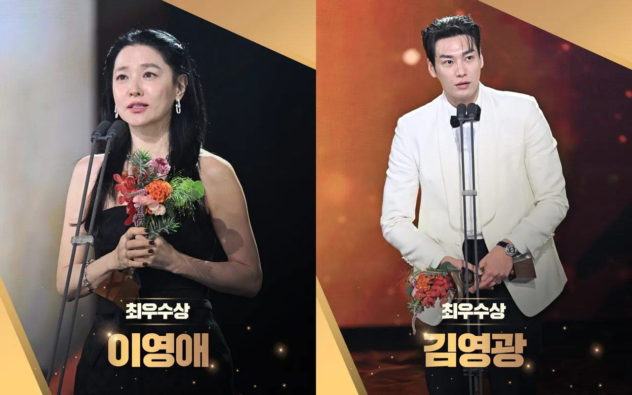 《恩秀的好日子》李英爱（左图）及金英光得到最优秀男女演员奖。翻摄KBS