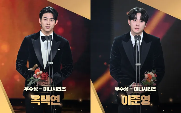 《我奪走了公爵的初夜》玉澤演（左圖）、《24小時健身俱樂部》李濬榮獲得優秀演員獎。翻攝KBS