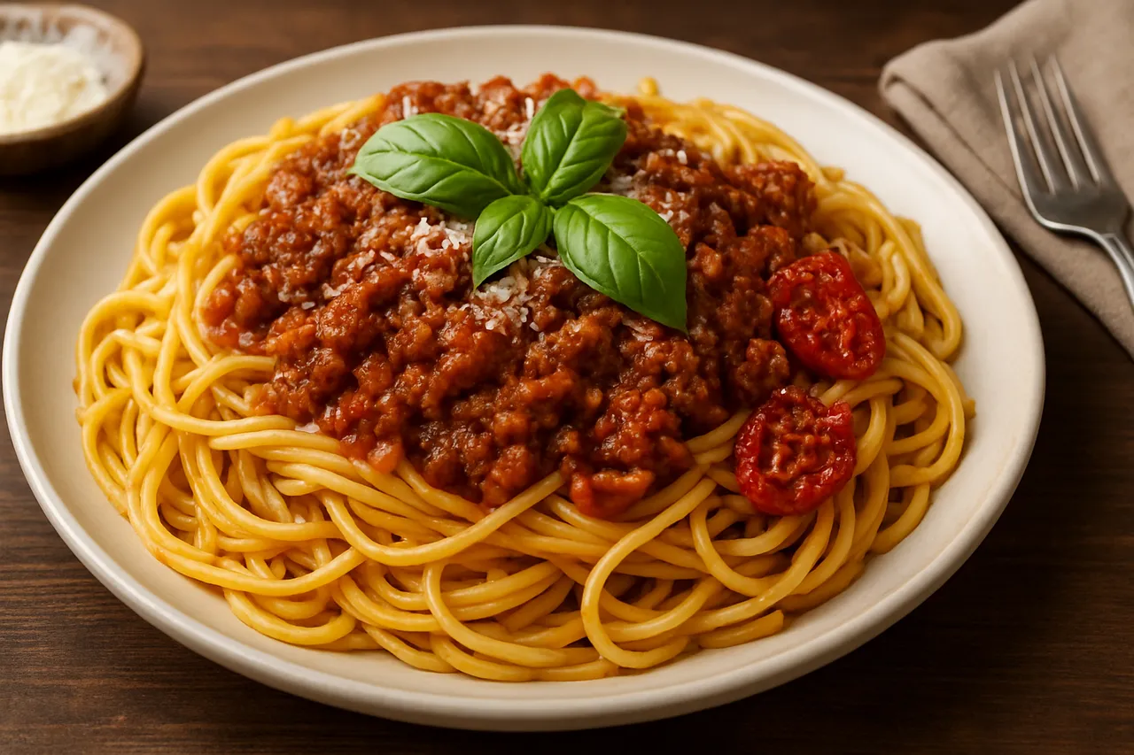 义大利肉酱面虽是经典选择，但热量其实偏高。AI示意图