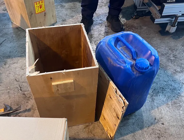 以清潔劑名義走私毒品。桃園地檢署提供