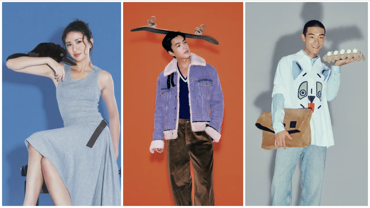 9m88（左起）、曾敬驊、牧森演繹LOEWE 2026早春系列。品牌提供