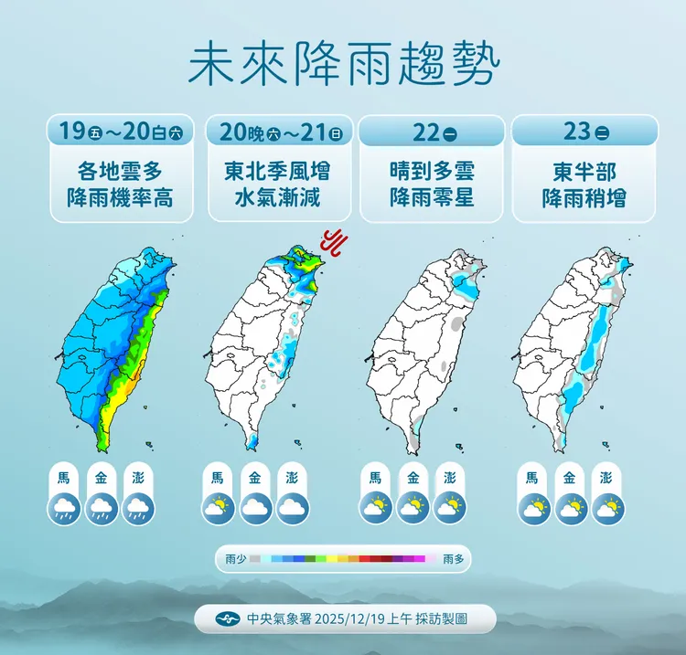 未來降雨趨勢。氣象署提供