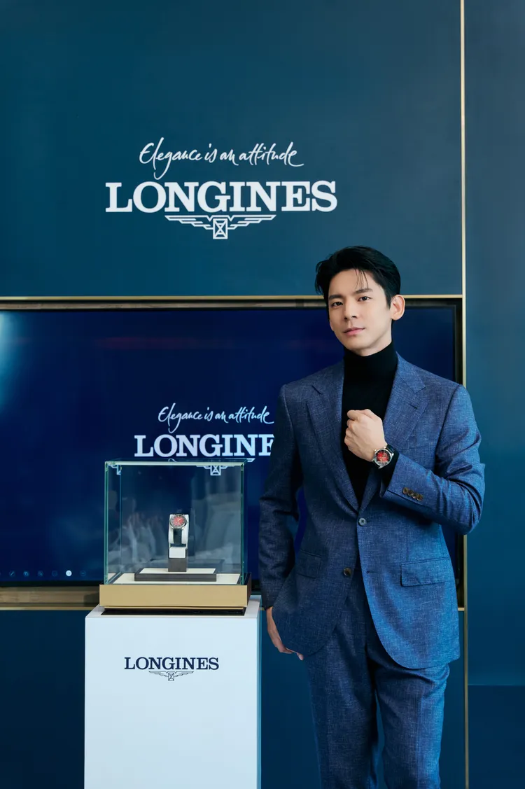 林柏宏成為戴上浪琴巨擘系列馬年生肖紀念腕錶的台灣第一人。品牌提供