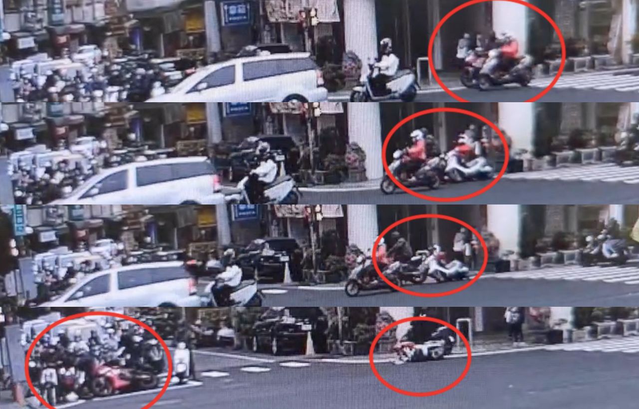 台中機車路口碰撞 待轉區「路景第一排」衰遭波及