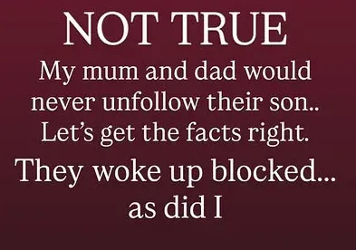 老三克魯茲駁斥全家人取消追蹤布魯克林的傳言，表示是全家人都被布魯克林封鎖。翻攝IG