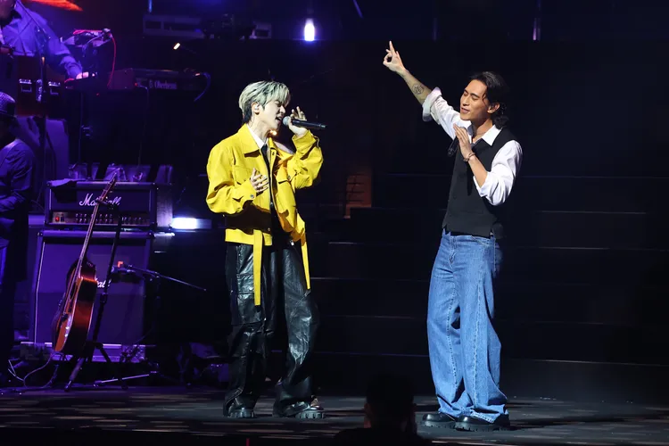 柏霖（右）與畢書盡。彭欣偉攝