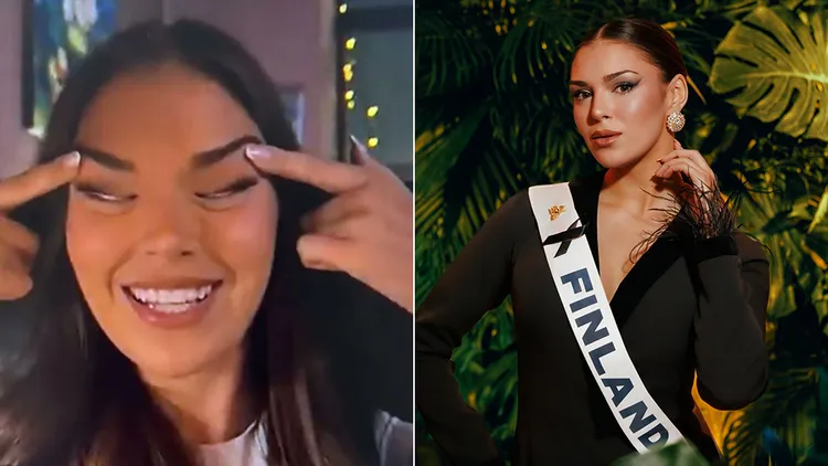 芬兰小姐扎夫斯因为搞怪瞇瞇眼的照片，被取消后冠。翻摄自X