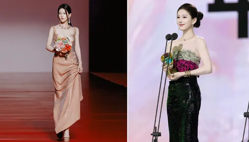 星光大赏｜赵露思领奖稳坐C位遭嫉？！礼服传「被泼墨」她认有bug