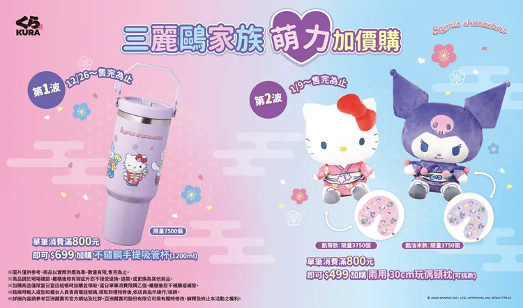 藏壽司 x 三麗鷗家族加購商品。業者提供