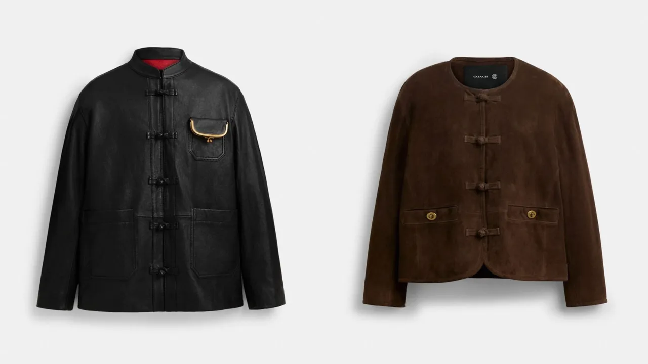 COACH X CLOT正面结饰皮革外套（左）3万5900元、麂皮外套（右）3万5400元。品牌提供