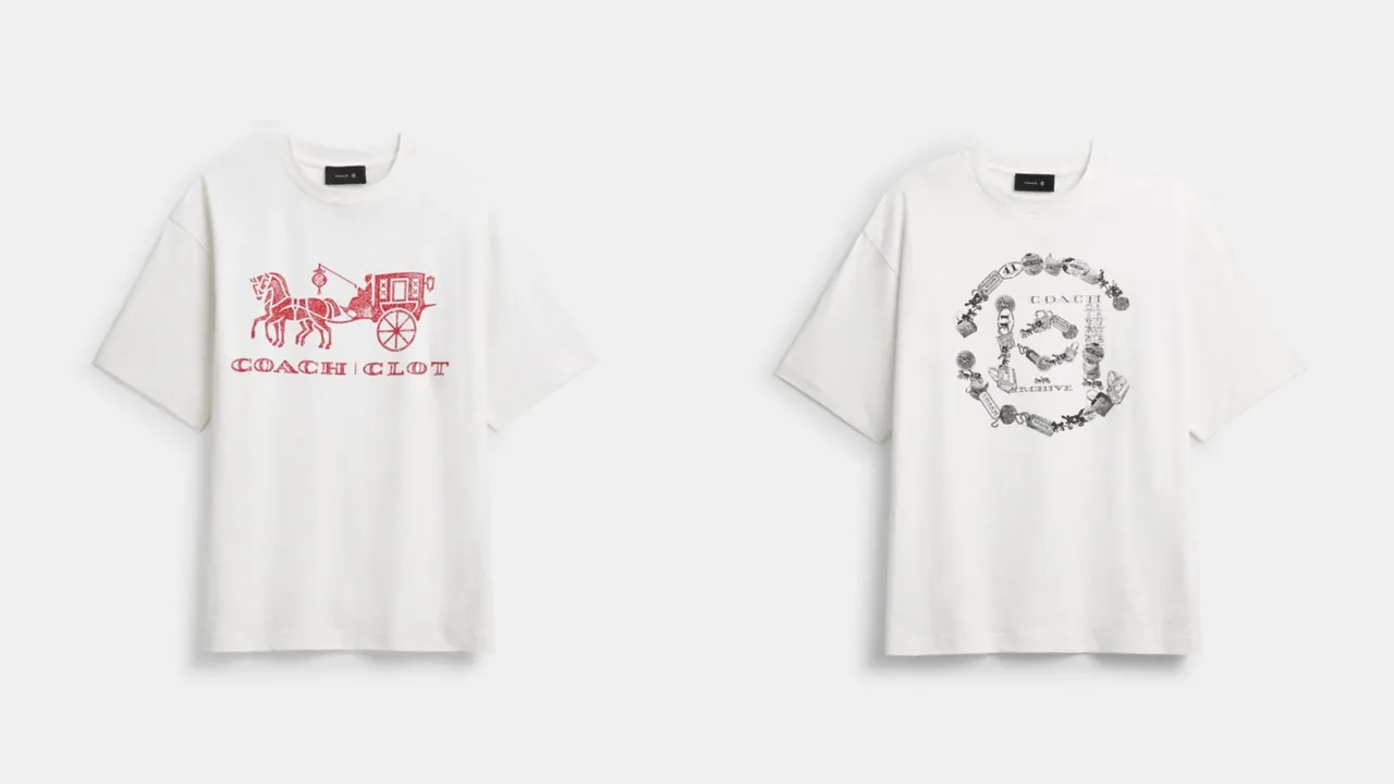 COACH X CLOT马车图案休闲T恤（左）4200元、休闲T恤（右）2900元。品牌提供