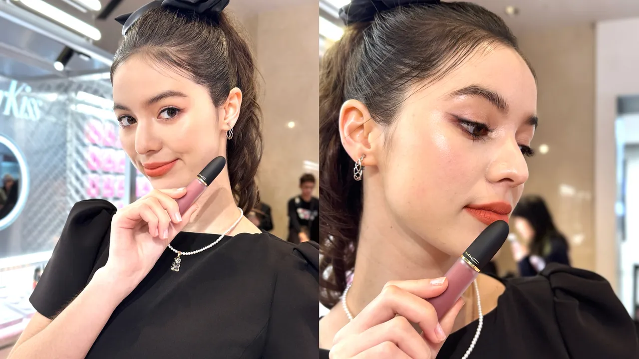 Model示范轻亲云雾唇颊慕斯#959。张家玲摄