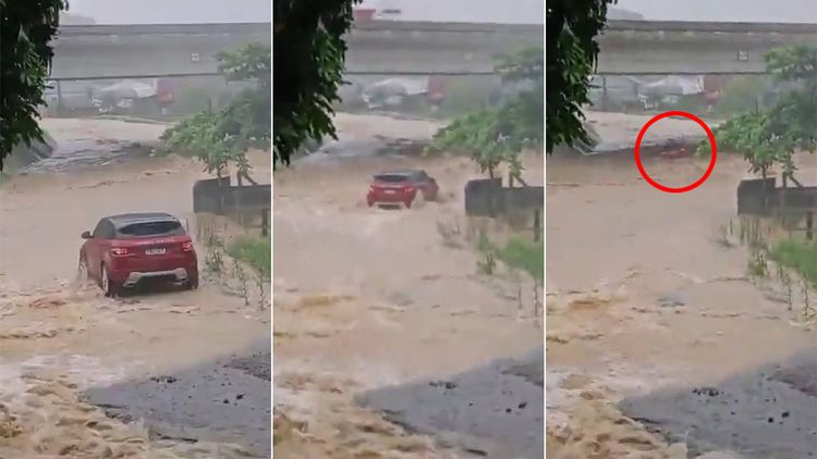 地產商開車硬衝洪水路 「一家三口全死」連人帶車被沖走3公里