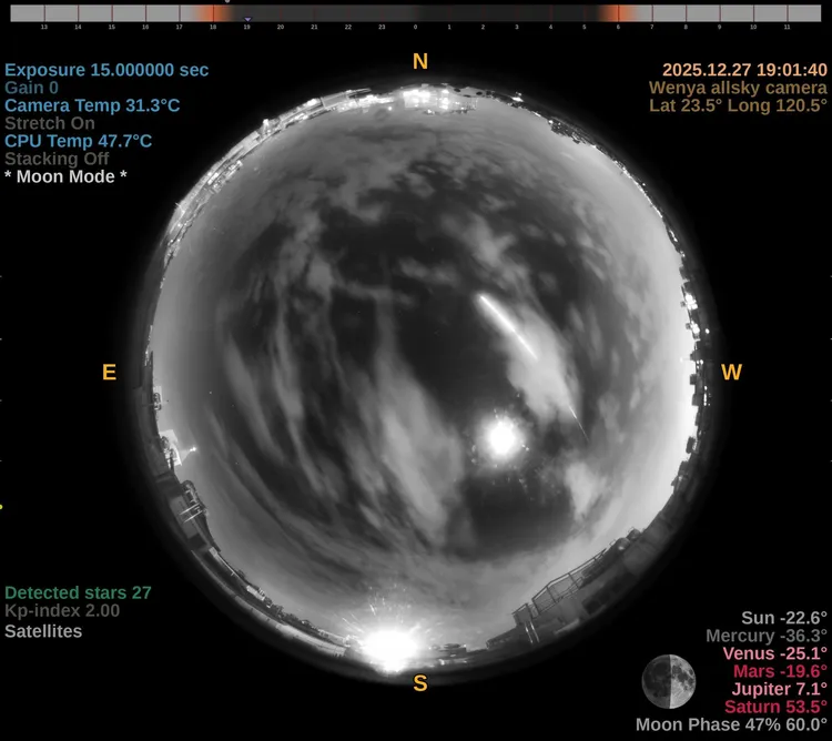 網友解釋這是星鏈衛星碎片掉落所致。Threads網友「@lattepanda5566」授權提供
