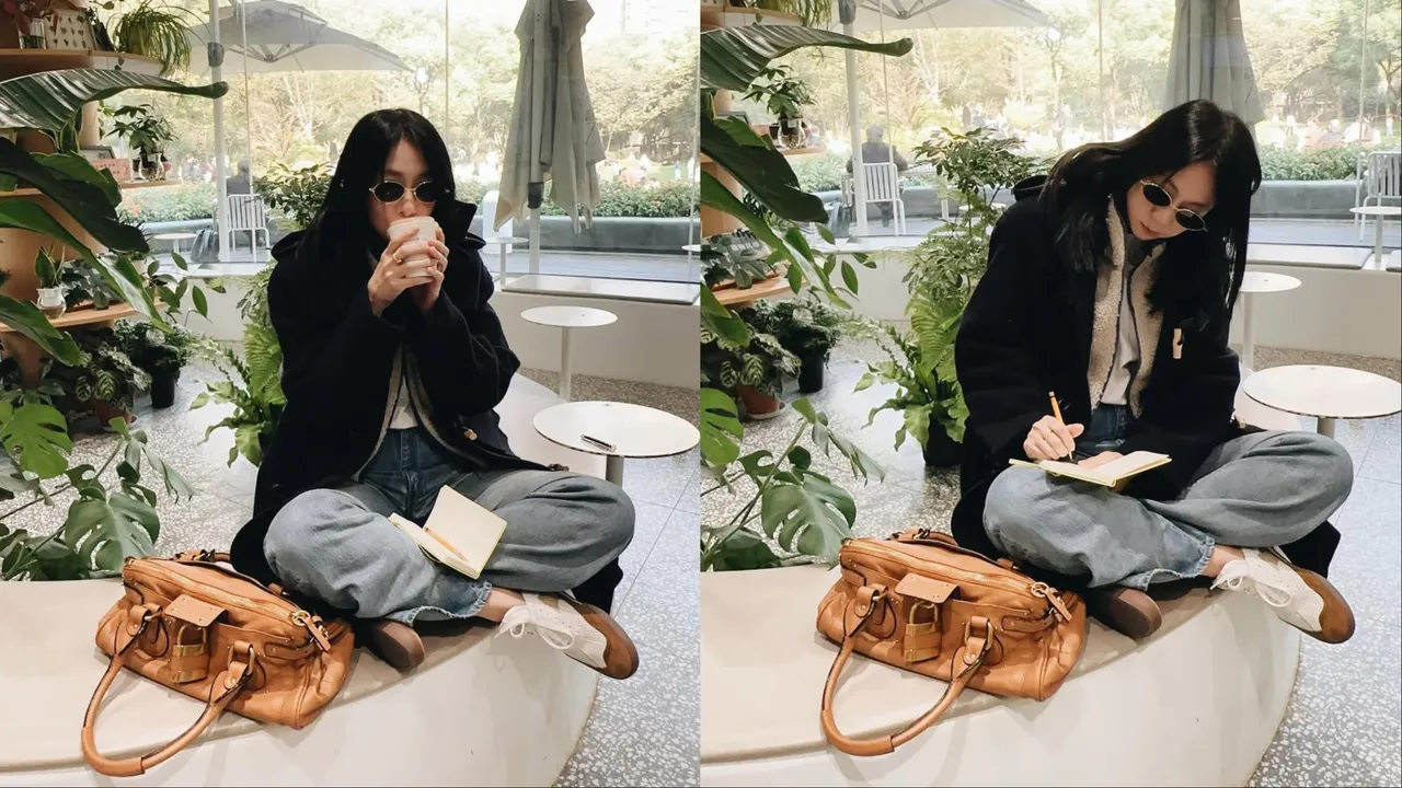 陈绮贞以野马棕锁头包搭配Kick棕色球鞋。翻摄陈绮贞 IG