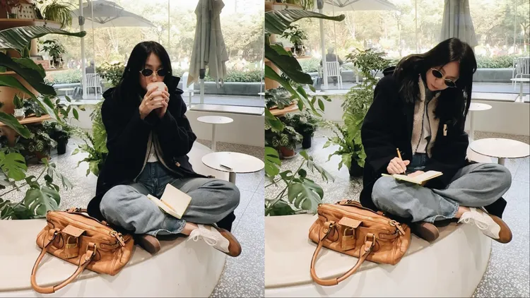 陳綺貞以野馬棕鎖頭包搭配Kick棕色球鞋。翻攝陳綺貞 IG