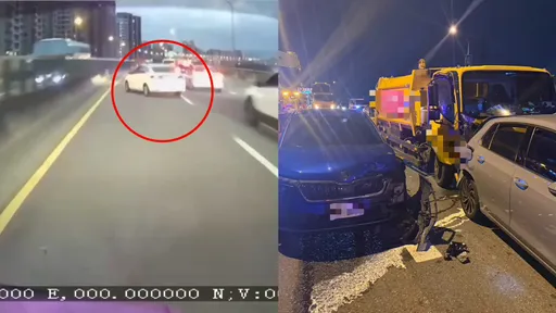 三宝女驾驶台64线突变换车道！　垃圾车煞车不及「右闪猛撞2车」惊悚画面曝