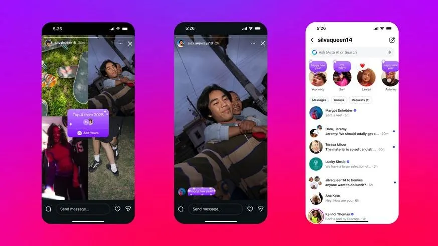 Instagram年末推出多项跨年限定玩法，包括「轮到你了」年末回顾范本、限时动态跨年特效，以及全新一键转发功能，让用户能快速整理年度回忆、即时分享精彩瞬间。IG提供