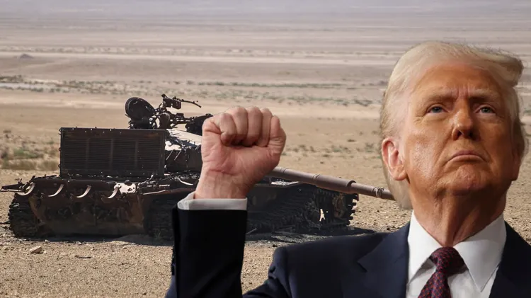 美军在叙利亚遇袭导致3死3伤，美国总统川普誓言报复。合成画面。背景为当地战后坦克残骸。美联社