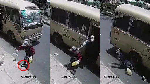 惊悚影片｜踩人行道「这处」阿伯后摔　下一秒就被公车辗爆头